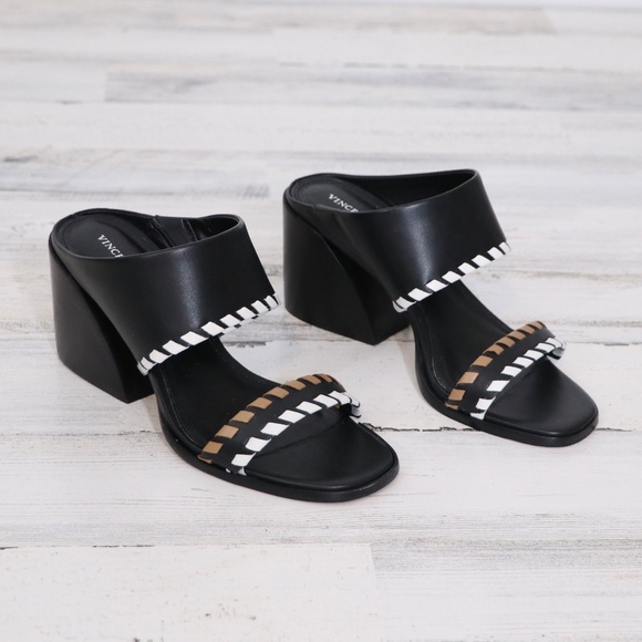 Vince Camuto Kafinny Sandal 7 New Black / white / tan - Picture 4 of 13